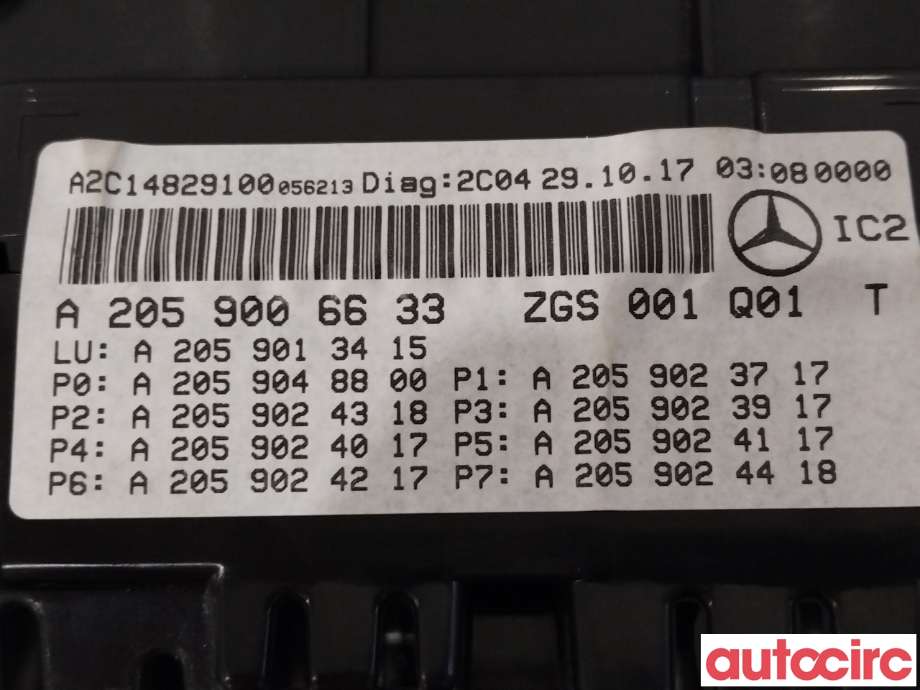 Instrumentpanel til Mercedes C-Klasse 2014-2018 (Fase 1) (W205) (W205) (MERCEDES|A2539005104|A2059006633)