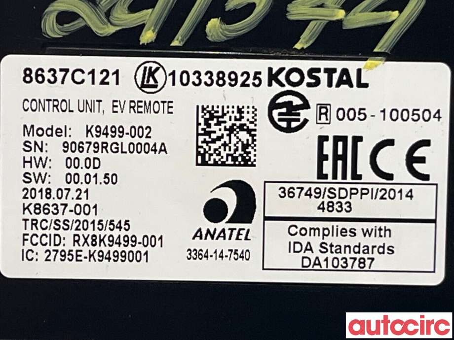Styreenhet diverse til Mitsubishi Outlander 2015-->> (Type III, Fase 2)  (MITSUBISHI|8637C131|K9499-002|8637C121)
