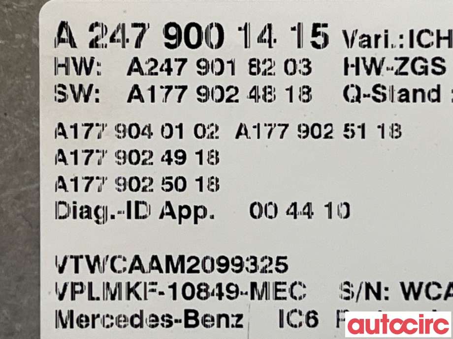 Styreenhet diverse til Mercedes EQA 2021-->>  (MERCEDES|A2479001415)