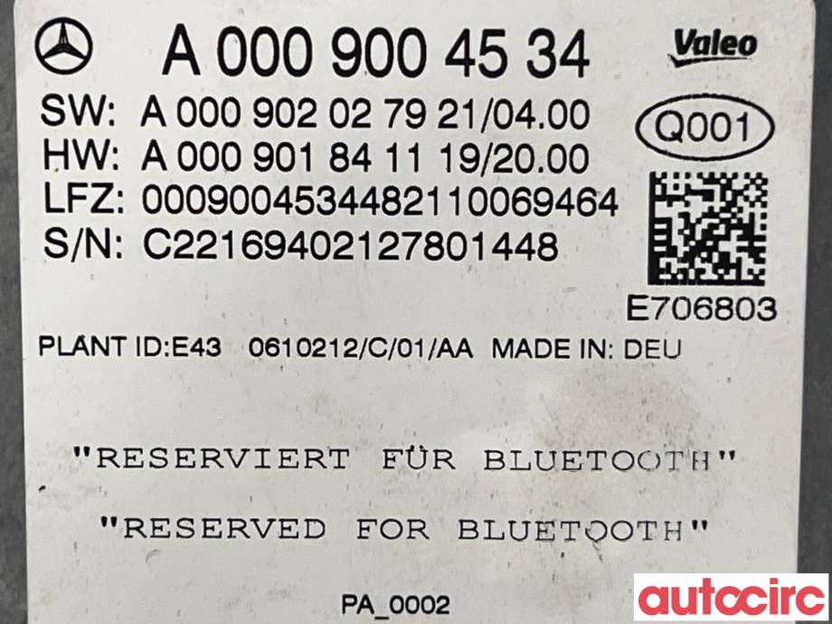 Styreenhet parkering til Mercedes EQA 2021-->> (MERCEDES|A0009004534)
