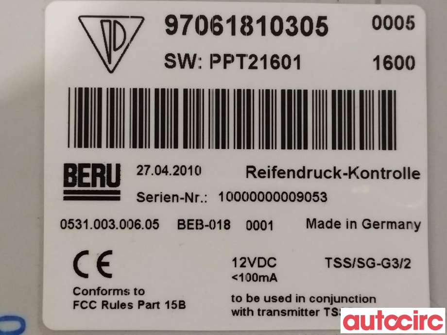 Sensor dekktrykk til Porsche Panamera 2009-2017 (Type I) (970) (970) (PORSCHE|97061810305|97061810304)