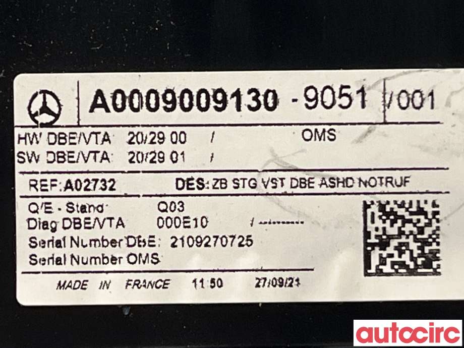 Taklyspanel til Mercedes EQA 2021-->>  (MERCEDES|A0009009130)