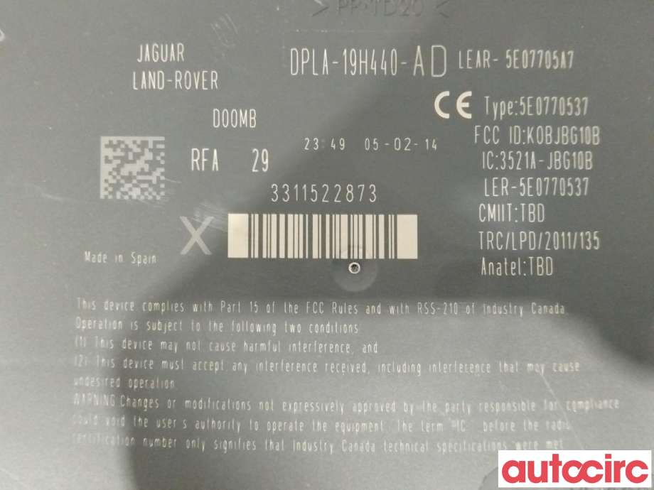 Styreenhet nøkkelfri/keyless til Land Rover Range Rover, Evoque 2011-2019 (Type I)  (LAND-ROVER|LR071385|5E0770537|LR071651)