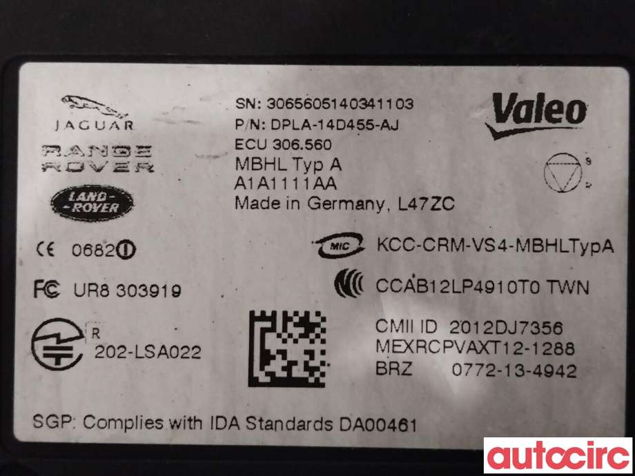 Sensor radar til Land Rover Range Rover, Evoque 2011-2019 (Type I)  (LAND-ROVER|LR052073|DPLA-14D455-AJ)