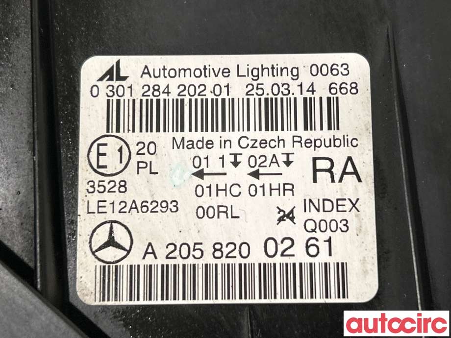 Frontlykt høyre halogen til Mercedes C-Klasse 2014-2018 (Fase 1) (W205) (W205) (MERCEDES|A2059066502|A2058200261)