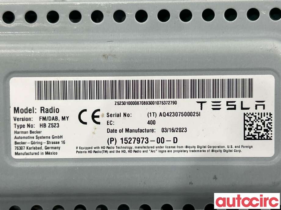 Bilstereo diverse til Tesla Model Y 2021-2024 (Type I)  (TESLA|1527973-00-C|1527973-00-D)