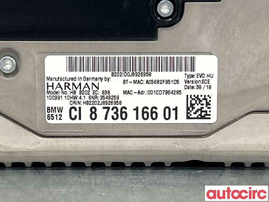 Bilstereo til BMW i3 2013-2022  (BMW|65125B52182|65125A0C472|8736116)