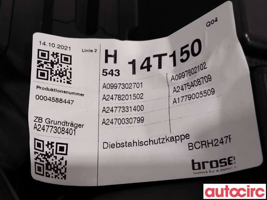 Ruteheis til Mercedes EQA 2021-->>  (MERCEDES|A2477300903||A0997302701)