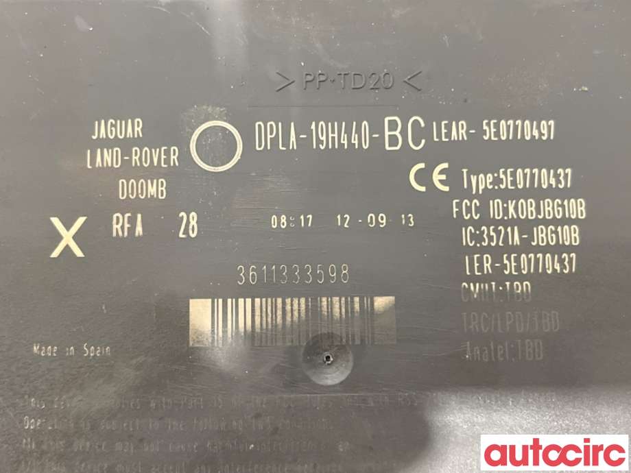 Styreenhet nøkkelfri/keyless til Land Rover Discovery 2009-2017 (Type IV)  (LAND-ROVER|LR071651|5E0770497|DPLA-19H440-BC)