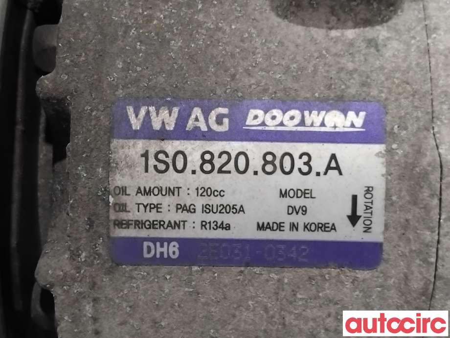 Aircondition kompressor til VW Up 2012-2019  (VOLKSWAGEN|1S0820803C|DV9|1S0820803F)