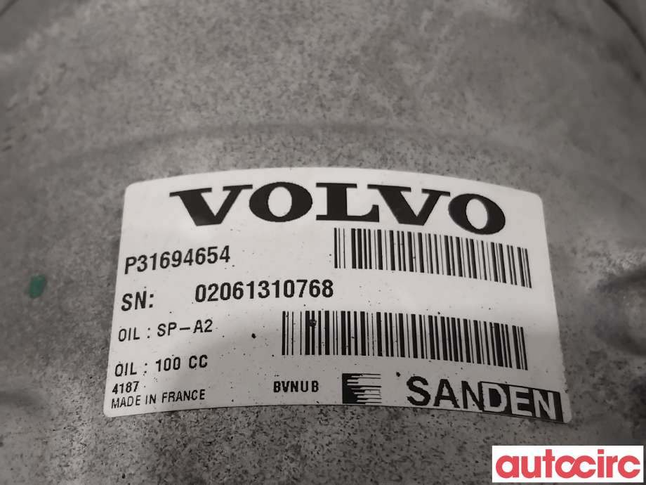 Aircondition kompressor til Volvo XC60 2017-->> (Type II)  (VOLVO|36012838|4187|31694654)
