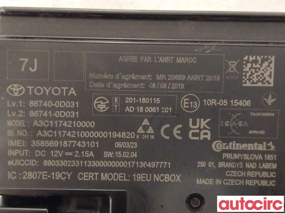 Styreenhet diverse til Toyota Yaris Cross (SUV) 2021-->>  (TOYOTA|867400D031)