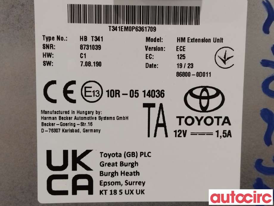 Styreenhet diverse til Toyota Yaris Cross (SUV) 2021-->>  (TOYOTA|868000D011)