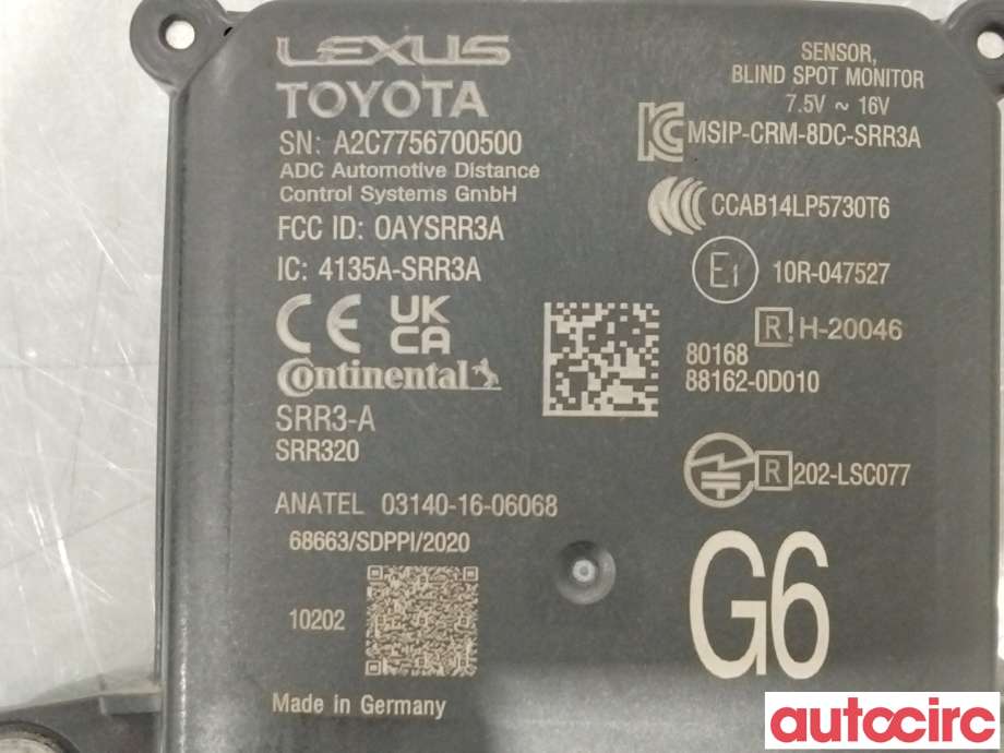 Sensor radar til Toyota Yaris Cross (SUV) 2021-->>  (TOYOTA|881620D010|A2C7756700500|88162-0D010)