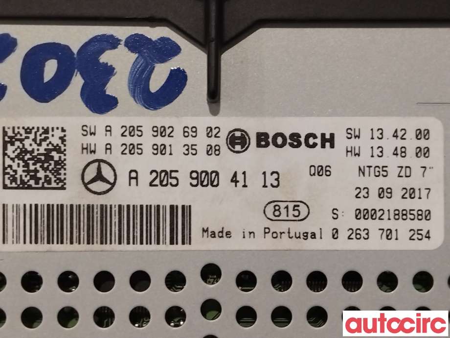Multimedia display (MCU - Media Controller Unit) til Mercedes C-Klasse 2018-2021 (Fase 2) (W205) (W205) (MERCEDES|A2059004113)