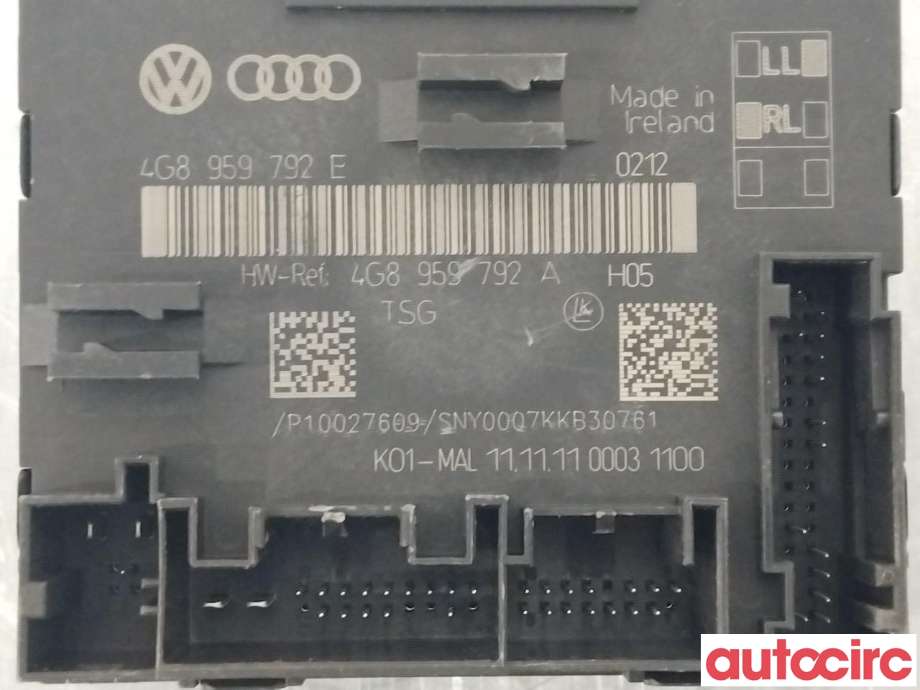 Styreenhet dør venstre foran til Audi A6 2011-2014 (Type IV, Fase 1) (C7) (C7) (AUDI|4G8959792D|4G8959792E)