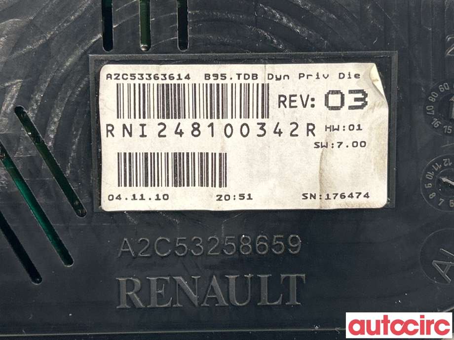 Instrumentpanel til Renault Megane 2009-2016 Type III  (RENAULT|248100342R)