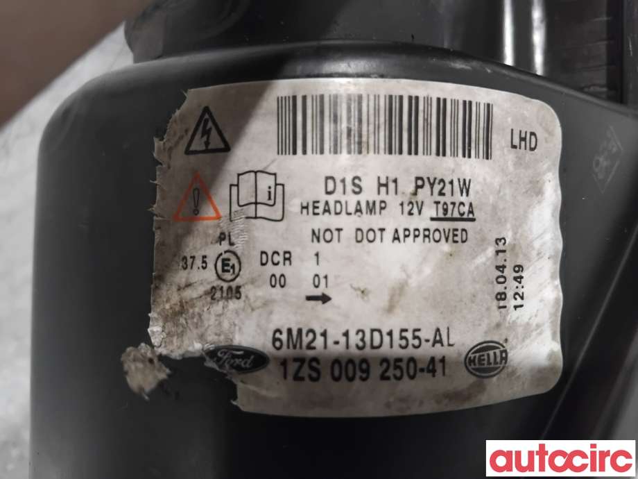 Frontlykt venstre xenon til Ford S-Max 2010-2015 (Type I, Fase 2)  (FORD|1801378|1ZS009250-41|6M21-13D155-AL)