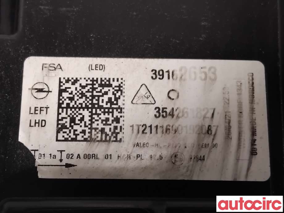 Frontlykt venstre halogen til Opel Corsa F 2019-->>  (OPEL|9829522780|354261827|39162653)