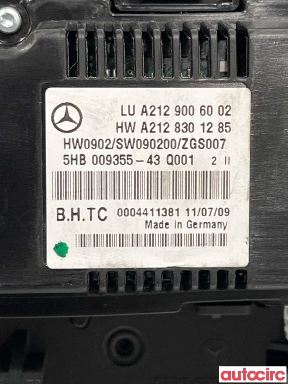Varmeapparat betjening til Mercedes E-Klasse 2009-2013 (Fase 1) (W212) (W212) (MERCEDES|A2129008908|5HB009355-43|A2129006627)