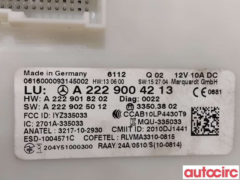 Styreenhet nøkkelfri/keyless til Mercedes C-Klasse 2014-2018 (Fase 1) (W205) (W205) (MERCEDES|A2229004213|33503802)