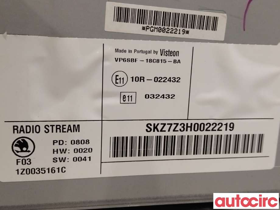 Bilstereo til Škoda Octavia 2005-2008 (Type II, Fase 1) (SKODA|AAO600012X|AAO600012|1Z0035161C)