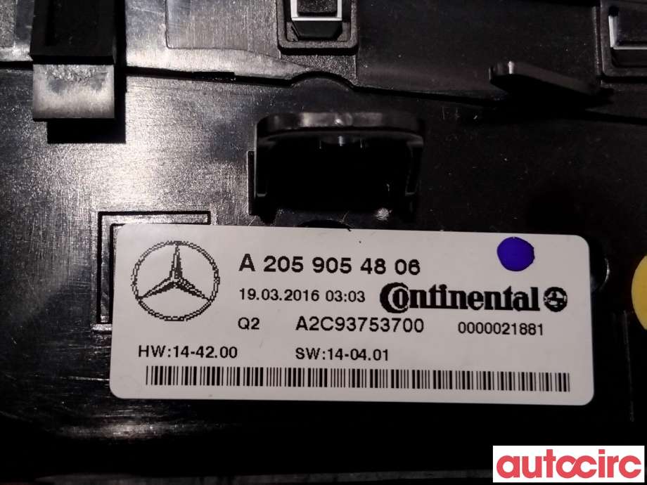 Varmeapparat betjening til Mercedes C-Klasse 2014-2018 (Fase 1) (W205) (W205) (MERCEDES|A2059058913|A2C93753700|A2059054315)