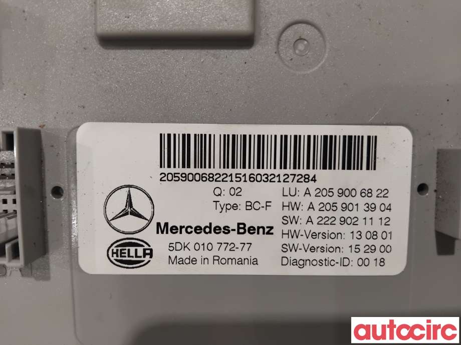 Styreenhet diverse til Mercedes C-Klasse 2014-2018 (Fase 1) (W205) (W205) (MERCEDES|A2059006822|5DK010772-77|A2059006330)