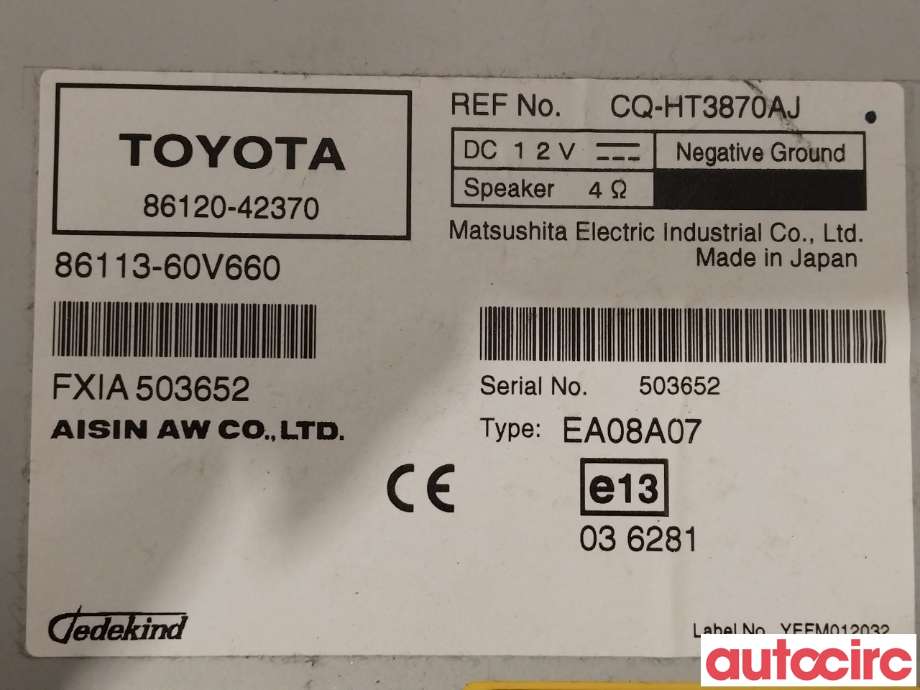 Bilstereo til Toyota RAV4 2009-2013 (Type III, Fase 2) (TOYOTA|8610042065|8610042060|86120-42370)