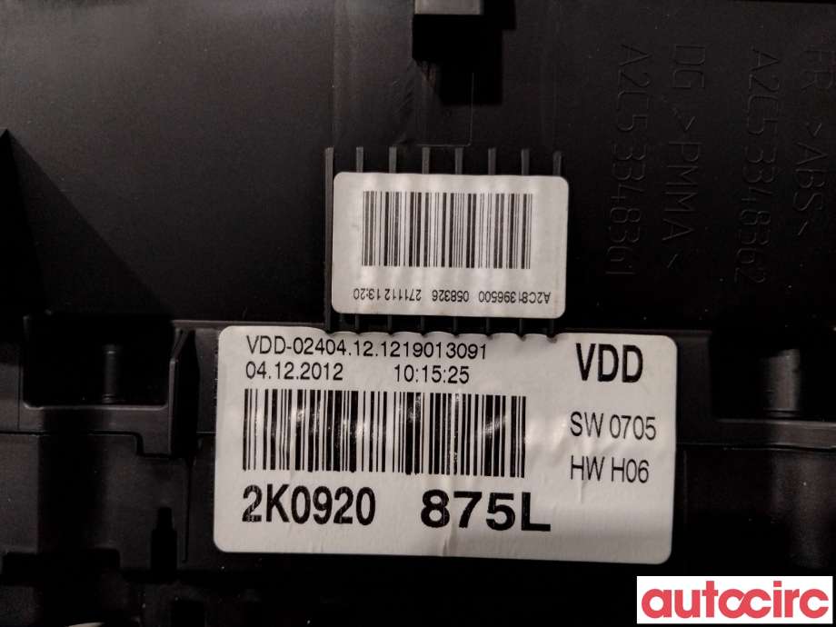 Instrumentpanel til VW Caddy 2010-2015 (Type III, Fase 2)  (VOLKSWAGEN|2K0920875LX|A2C81396500|2K0920875L)