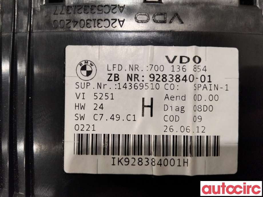 Instrumentpanel til BMW X1 2009-2015 (E84) (E84) (BMW|62109316152|A2C82644200|9283840)