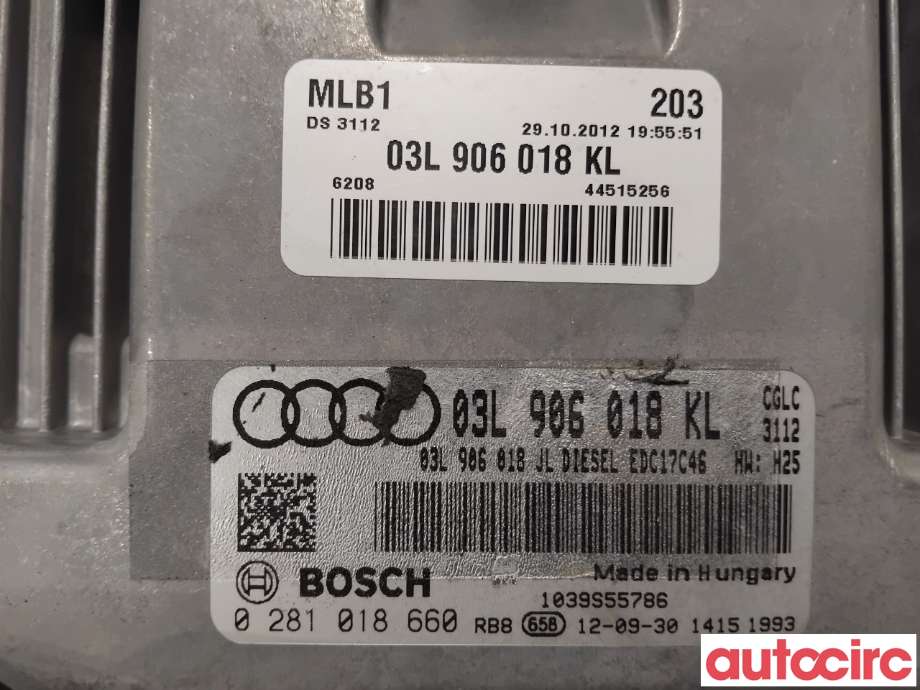 Styreenhet motor til Audi A4 2007-2014 (Type IV) (B8) (B8) (AUDI|03L906018KL|0281018660)