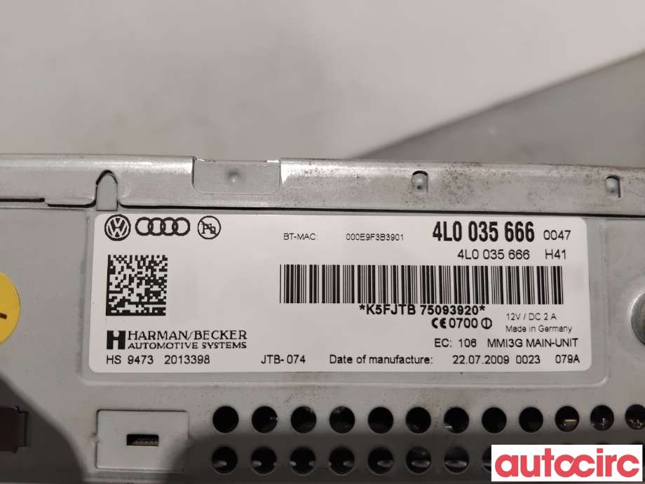 Bilstereo navigasjon til Audi Q7 2006-2010 (Type I, Fase 1)  (AUDI|4L0035666FX|HS9473|4L0035666F)