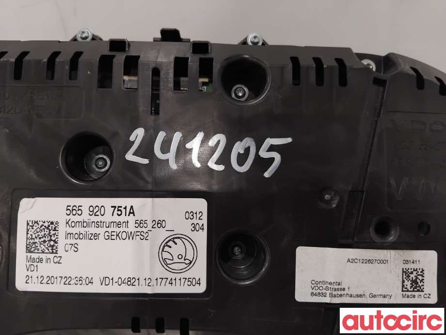 Instrumentpanel til Škoda Kodiaq 2017-->>  (SKODA|565920751A|A2C1226270001)