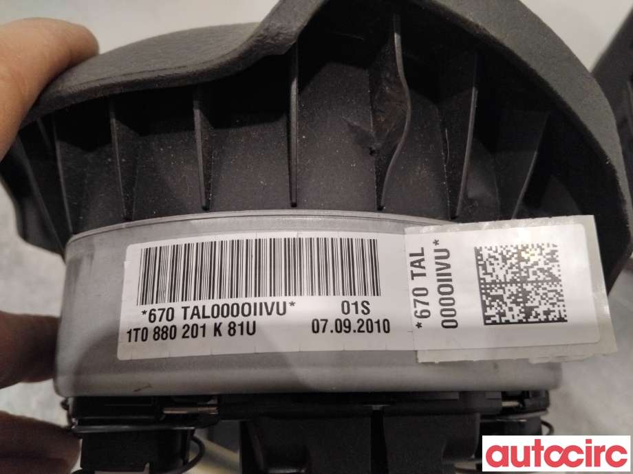 Airbag rattpute til VW Golf VI 2008-2012  (VOLKSWAGEN|1T0880201L|1T0880201K|5K0880201AA)
