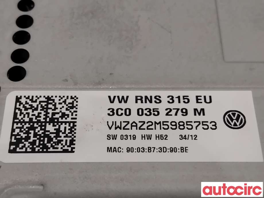Bilstereo navigasjon til VW Passat 2011-2015 (B7) (B7) (VOLKSWAGEN|NO NR|RNS315|3C0035279M)