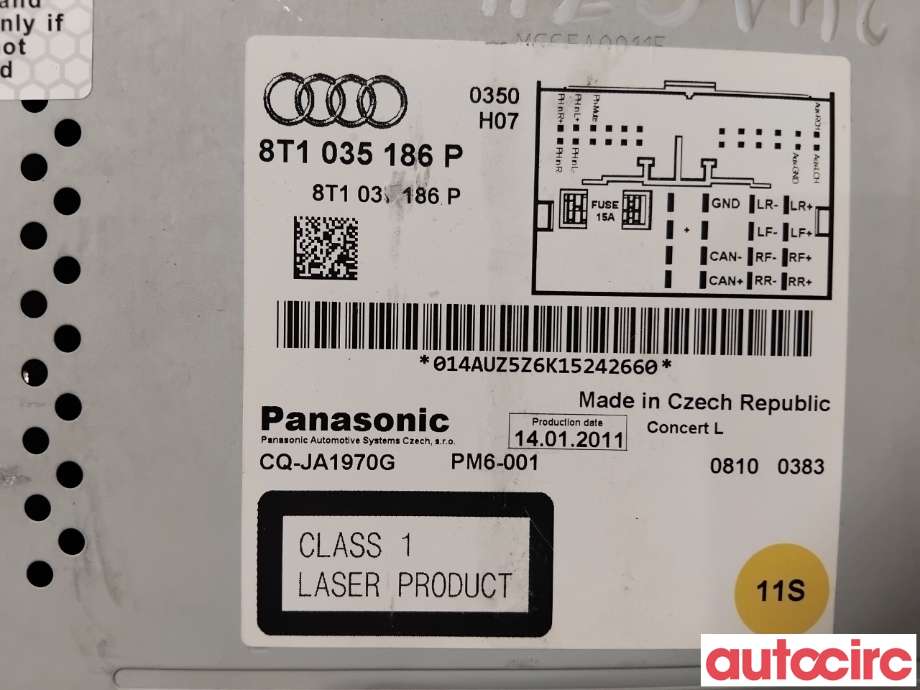 Bilstereo til Audi Q5 2008-2012 (Type I, Fase 1)  (AUDI|8T1057186PX|CQ-JA1970G|8T1035186P)