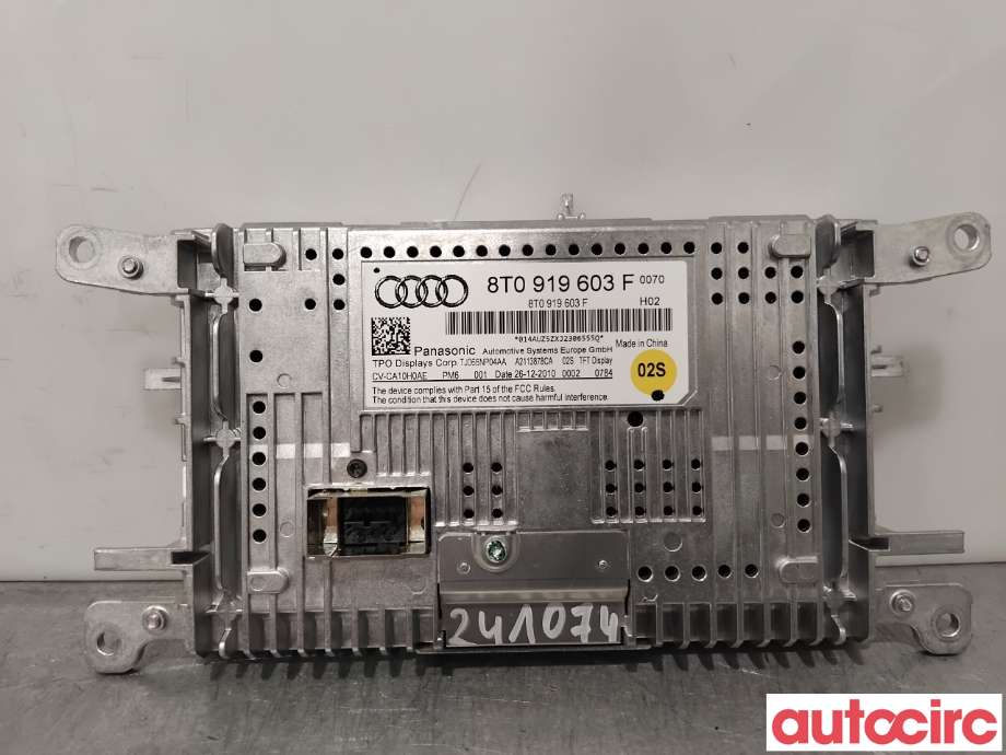Multimedia display (MCU - Media Controller Unit) til Audi Q5 2008-2012 (Type I, Fase 1)  (AUDI|8T0057603G|CV-CA10H0AE|8T0919603F)