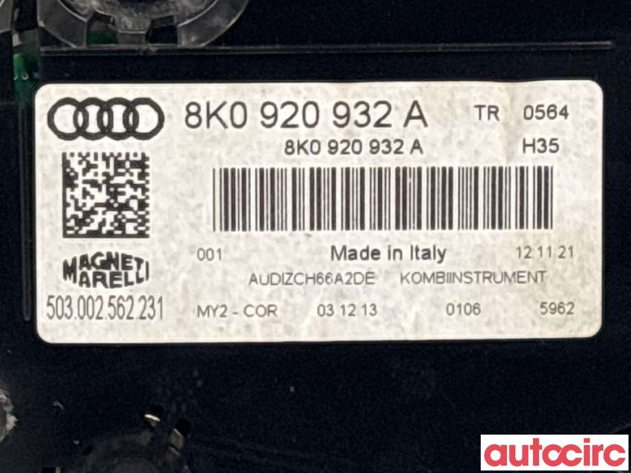 Instrumentpanel til Audi A4, Allroad 2009-2016 (Type I) (B8) (B8) (AUDI|8K0920932A)