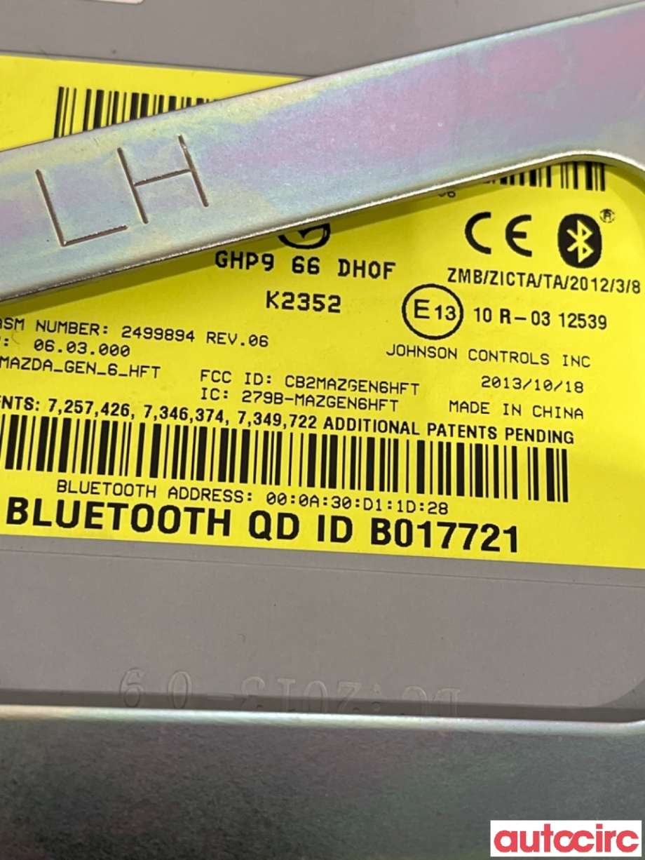 Styreenhet bluetooth til Mazda CX-5 2012-2017 (Type I)  (MAZDA|GHP9-66-DH0H|K2352|GHP966DH0F)