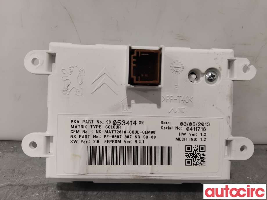Multimedia display (MCU - Media Controller Unit) til Peugeot 508 2011-2014 (Type I, Fase 1)  (PEUGEOT|1609923680|9805341480|1623902480)