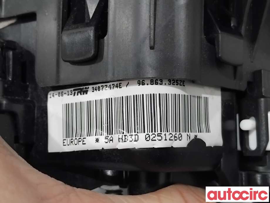 Airbag rattpute til Peugeot 508 2011-2014 (Type I, Fase 1)  (PEUGEOT|4112QG|34077474E|96863325ZE)