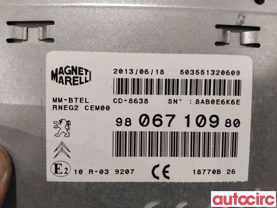 Bilstereo navigasjon til Peugeot 508 2011-2014 (Type I, Fase 1) (PEUGEOT|1611655480|9806710980|1612382880)