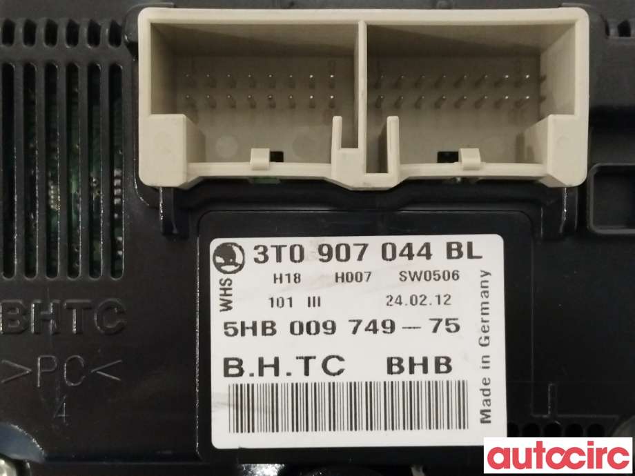 Varmeapparat betjening til Škoda Octavia 2009-2013 (Type II, Fase 2)  (SKODA|3T0907044BL)