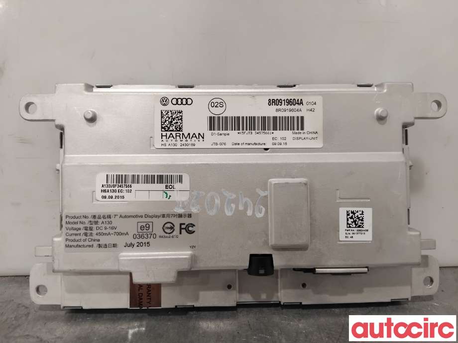 Instrument kjørecomputer til Audi A4 2007-2014 (Type IV) (B8) (B8) (AUDI|8R0919604A|HSA130)