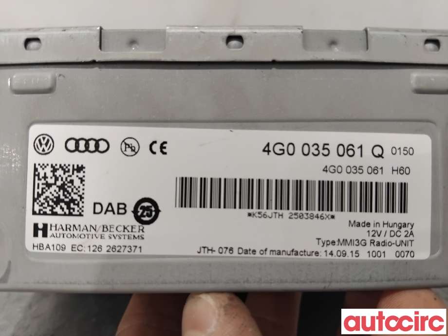 Bilstereo til Audi A4 2007-2014 (Type IV) (B8) (B8) (AUDI|4G0035061Q|HBA109)