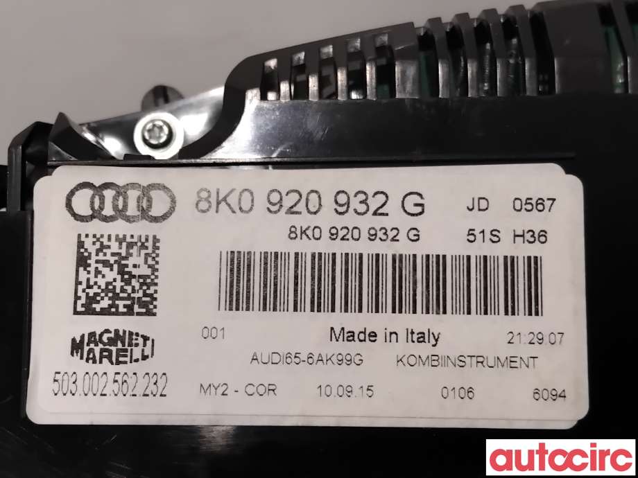 Instrumentpanel til Audi A4 2007-2014 (Type IV) (B8) (B8) (AUDI|8K0920932G|503002562232)