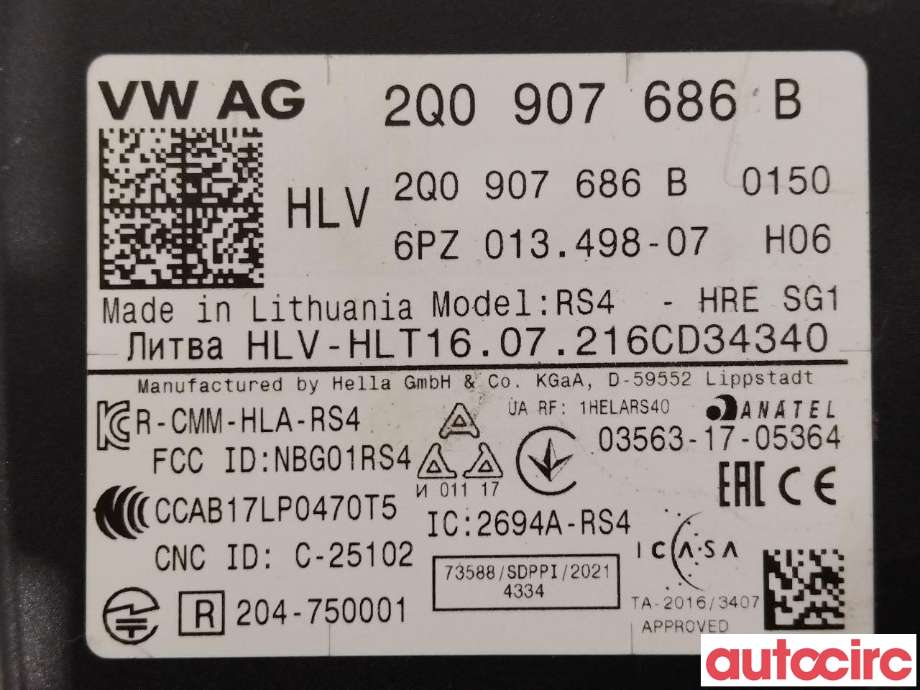 Sensor radar til VW T-Cross 2019-->>  (VOLKSWAGEN|2Q0907686B)