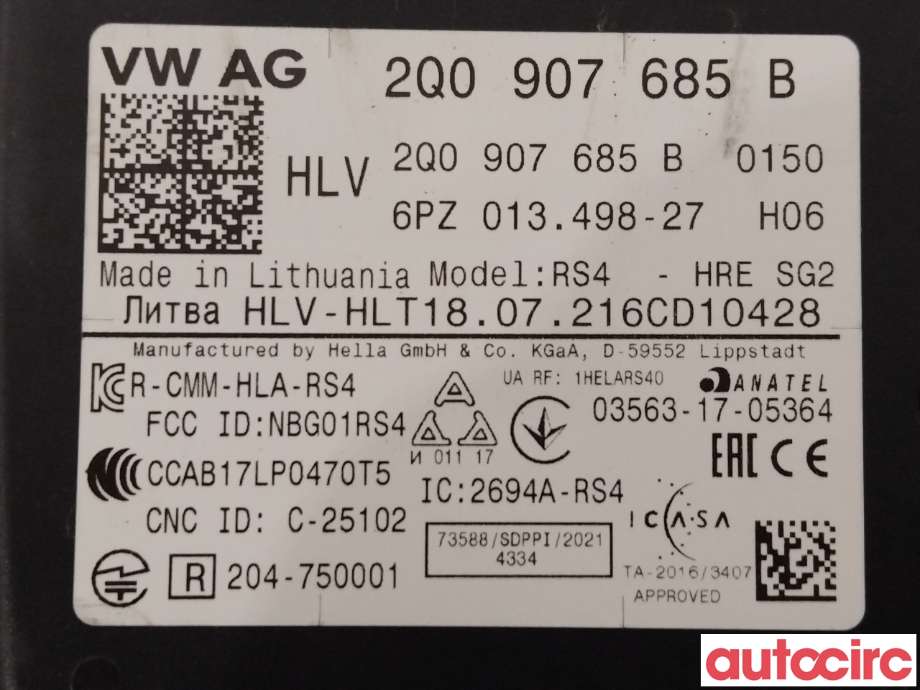 Sensor radar til VW T-Cross 2019-->> (VOLKSWAGEN|2Q0907685B)