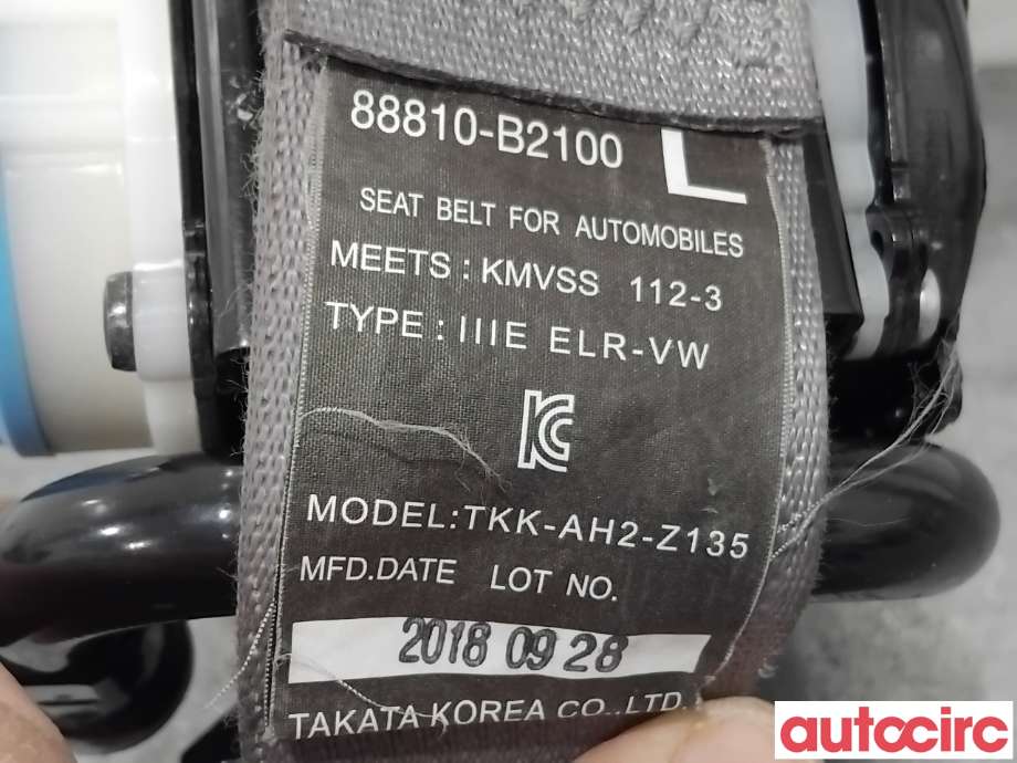Sikkerhetsbelte foran venstre til Kia Soul 2014-2019 (Type II)  (KIA|88810B2100GA6||88810-B2100)